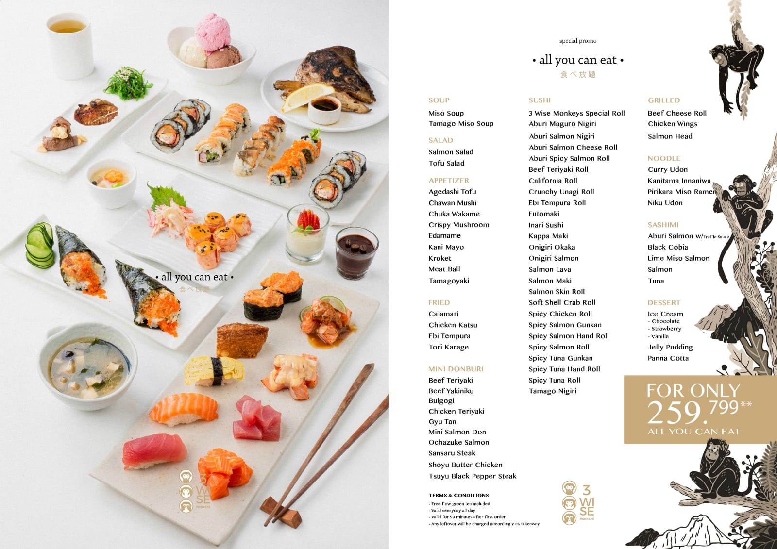 Menu Restaurant Sushi All You Can Eat 3 Wise Monkeys Senopati Jakarta