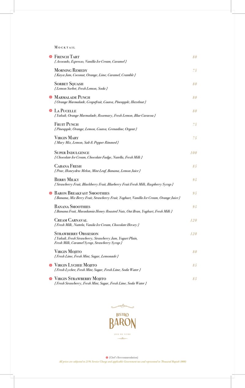 Profile Bistro Baron, French Restaurant in Plaza Indonesia