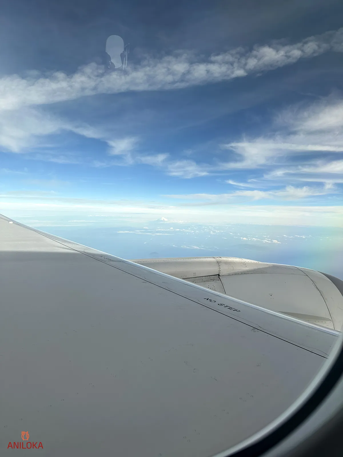 Tiny Mount Fuji View on Singapore Airlines Window Tiny Mount Fuji View on Singapore Airlines Window