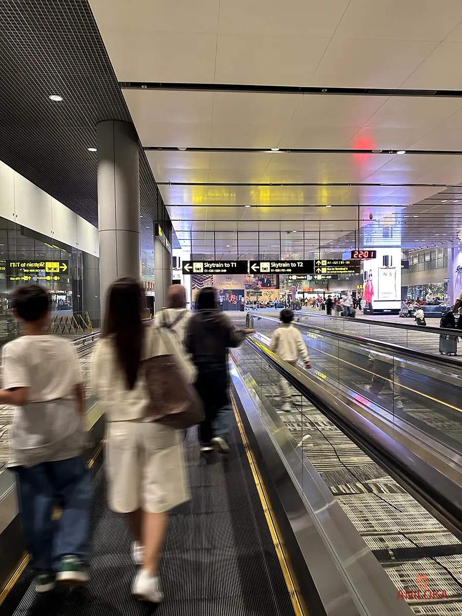 Transfer to Skytrain Sign at Terminal 3 Changi Airport Singapore